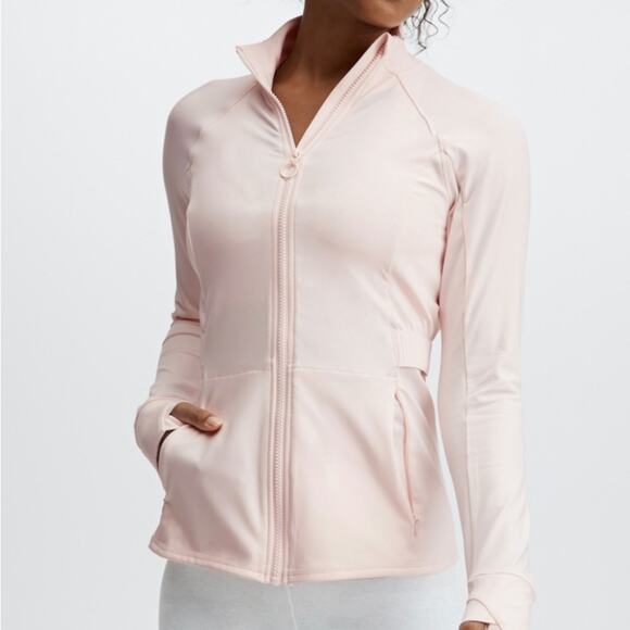 Fabletics trinity performance jacket pink zip up pockets thumb holes size XL - Picture 1 of 13